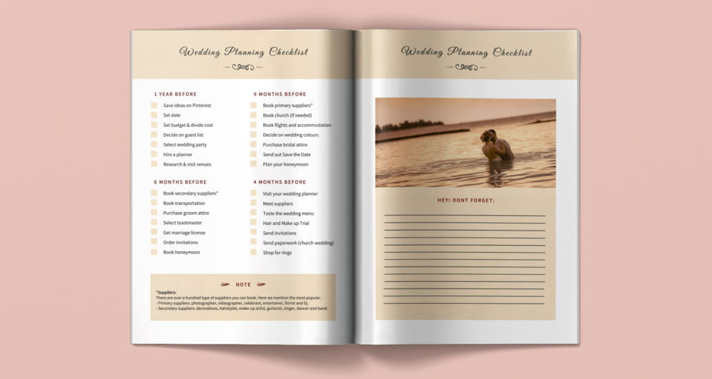 using a wedding planner book